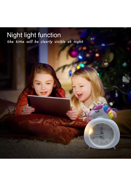 Kızlar Için Tek Boynuzlu Çalar Saat, Vintage Yüksek Sesle Ikiz Çan Karikatür Alarmı, Düğme Gece Lambası, Başucu-Beyaz Için Pille Çalışan Geçmeyen Sessiz Çalar Saat (Yurt Dışından) fırsatları