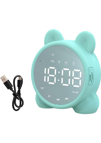 Kablosuz Şarjlı Dijital Çalar Saat, Ayna LED Ekran Bluetooth Hoparlör Fm Saatli Radyo, USB Bağlantı Noktalı, Ev Ofis Yatak Odası Için Taşınabilir Çift Alarm (Yeşil) (Yurt Dışından) fiyatları
