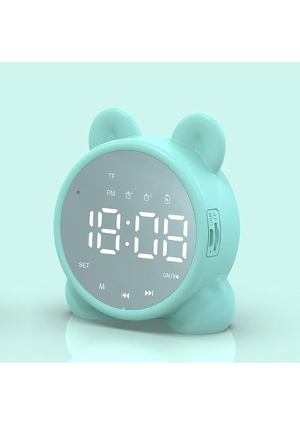 Kablosuz Şarjlı Dijital Çalar Saat, Ayna LED Ekran Bluetooth Hoparlör Fm Saatli Radyo, USB Bağlantı Noktalı, Ev Ofis Yatak Odası Için Taşınabilir Çift Alarm (Yeşil) (Yurt Dışından) fırsatları