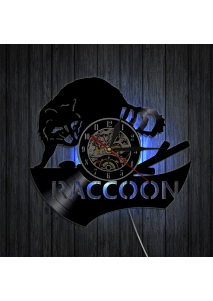 Müzik Vinil Kayıt Duvar Saati -Raccoon LED Işık Duvar Saati -Vinil Saat -Oturma Odası Duvar Dekoru - Müzik Aşığı Için Eşsiz Hediyeler (Yurt Dışından)
