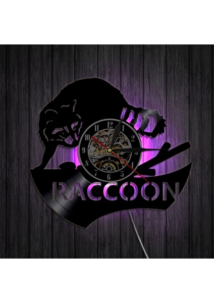 Müzik Vinil Kayıt Duvar Saati -Raccoon LED Işık Duvar Saati -Vinil Saat -Oturma Odası Duvar Dekoru - Müzik Aşığı Için Eşsiz Hediyeler (Yurt Dışından)