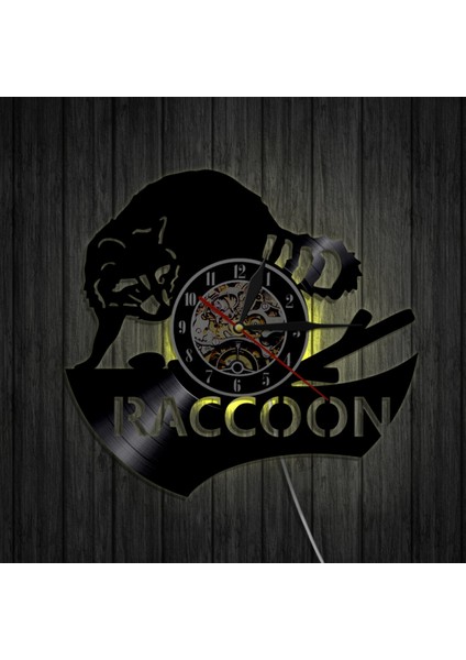 Müzik Vinil Kayıt Duvar Saati -Raccoon LED Işık Duvar Saati -Vinil Saat -Oturma Odası Duvar Dekoru - Müzik Aşığı Için Eşsiz Hediyeler (Yurt Dışından)