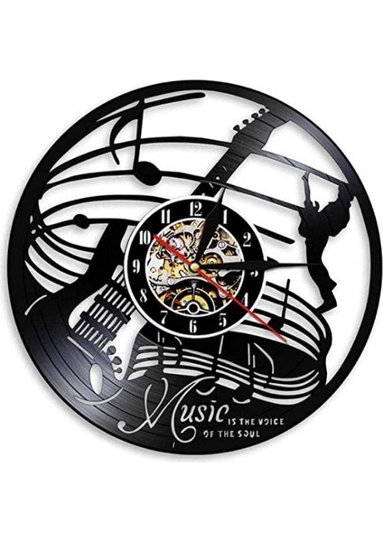 Müzik Vinil Kayıt Duvar Saati - Müzik Aleti LED Işık Duvar Saati - Gitar Vinil Saat - Oturma Odası Duvar Dekoru - Babalar Günü Için Eşsiz Hediyeler (Yurt Dışından)