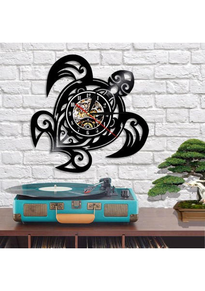 Müzik Vinil Kayıt Duvar Saati - Kaplumbağa Vinil Duvar Saati - Vinil Saat - Oturma Odası Duvar Dekoru - Müzik Aşığı Için Eşsiz Hediyeler (Yurt Dışından)