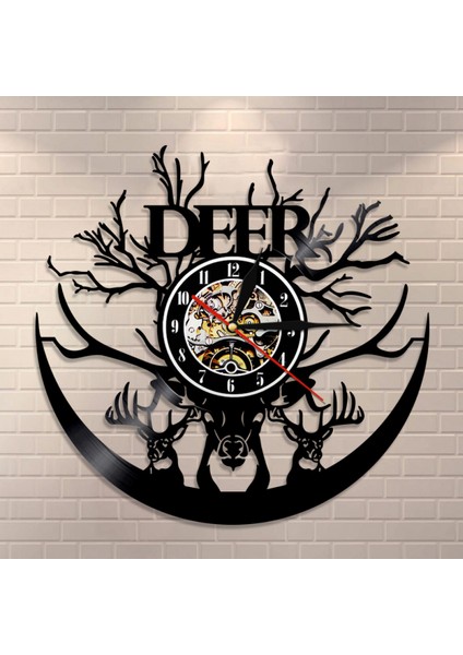 Müzik Vinil Kayıt Duvar Saati -Geyik Kafası Vinil Duvar Saati - Vinil Saat - Oturma Odası Duvar Dekoru - Müzik Aşığı Için Eşsiz Hediyeler (Yurt Dışından) fiyatları