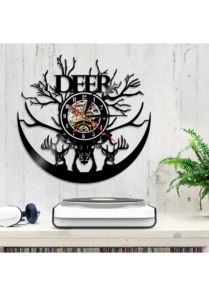 Müzik Vinil Kayıt Duvar Saati -Geyik Kafası Vinil Duvar Saati - Vinil Saat - Oturma Odası Duvar Dekoru - Müzik Aşığı Için Eşsiz Hediyeler (Yurt Dışından) fırsatları
