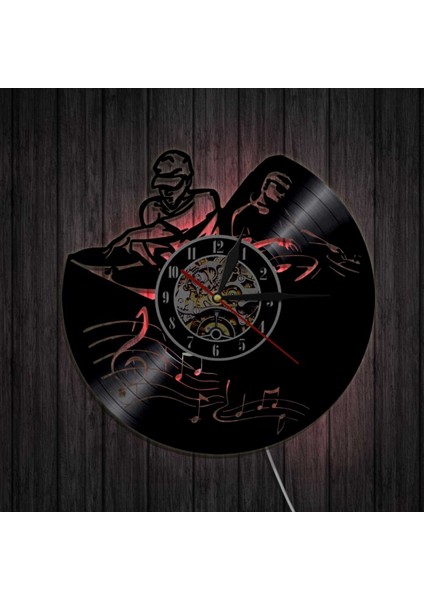 Müzik Vinil Kayıt Duvar Saati -Piano Boy LED Işık Duvar Saati -Vinil Saat -Oturma Odası Duvar Dekoru - Müzik Aşığı Için Eşsiz Hediyeler (Yurt Dışından)