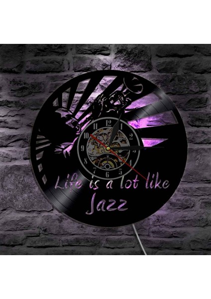 Müzik Vinil Kayıt Duvar Saati -Jazz LED Işık Duvar Saati -Vinil Saat -Oturma Odası Duvar Dekoru - Müzik Aşığı Için Eşsiz Hediyeler (Yurt Dışından)