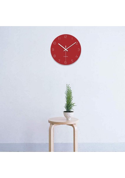 Sessiz Kuvars Dekoratif Duvar Saati Geçmeyen Yuvarlak Pille Çalışan Cam Saat Oturma Odası Mutfak Ev Ofis Için 12 Inç - Kırmızı (Yurt Dışından) fırsatları