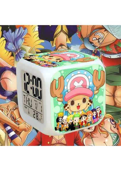 Anime Çalar Saat Tek Parça LED Kare Saat Zaman, Sıcaklık, Alarm, Tarih ile Dijital Çalar Saat (Yurt Dışından)
