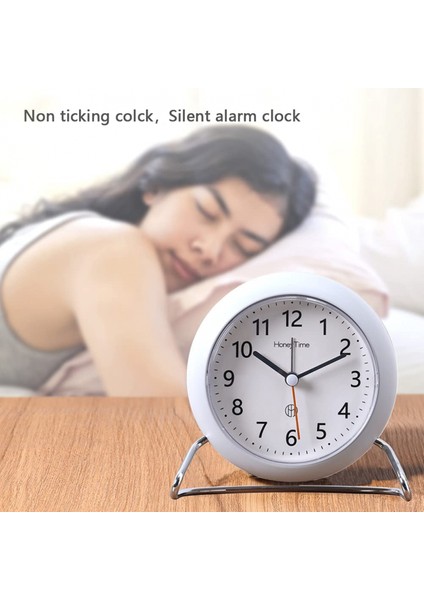 4 Inç Yuvarlak Hareketsiz Çalar Saat, Pille Çalışan, Işık Yayan Fonksiyon, Süper Sessiz Çalar Saat, Masa/yatak Odası Için Basit ve Şık Tasarım (Yurt Dışından) fırsatları