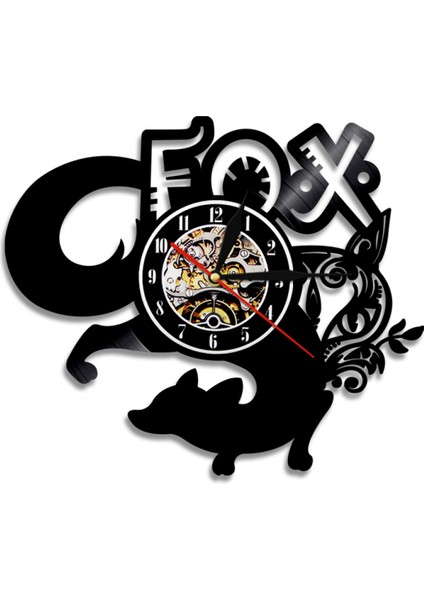 Müzik Vinil Plak Duvar Saati -Tilki Desenli Vinil Duvar Saati - Vinil Saat - Oturma Odası Duvar Dekoru - Müzikseverler Için Eşsiz Hediyeler (Yurt Dışından)