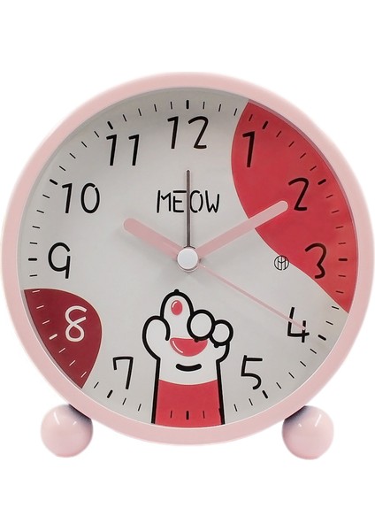 Inç Yuvarlak Çalar Saat Sevimli Karikatür Kedi Pençesi, Arka Işık, Pille Çalışan, Kene Yok, Yatak Odası, Başucu, Masa Için Analog Çalar Saat (Yurt Dışından)