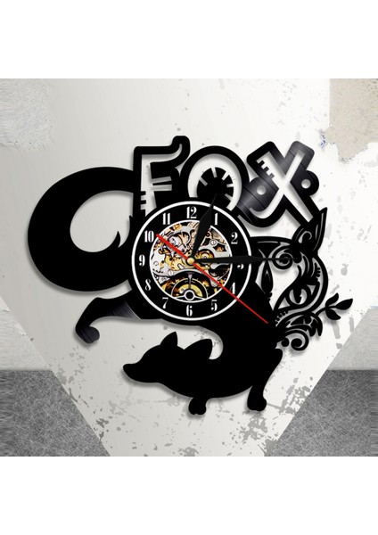 Müzik Vinil Plak Duvar Saati -Tilki Desenli Vinil Duvar Saati - Vinil Saat - Oturma Odası Duvar Dekoru - Müzikseverler Için Eşsiz Hediyeler (Yurt Dışından) fırsatları