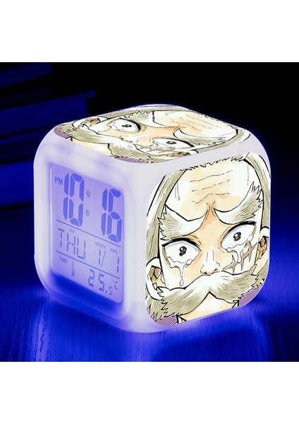 Wekity Anime Ghost Slayer Renkli Çalar Saat LED Kare Saat Zaman, Sıcaklık, Alarm, Tarih ile Dijital Çalar Saat (Yurt Dışından)