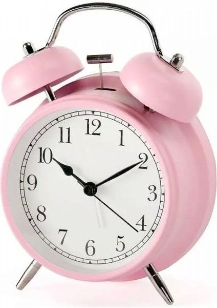 4 Inç Ikiz Zil Çalar Saat, Arkadan Aydınlatmalı, Sessiz Geçmeyen, Pille Çalışan, Yüksek Sesle Uyandırma Alarm Saati (Pembe) (Yurt Dışından)