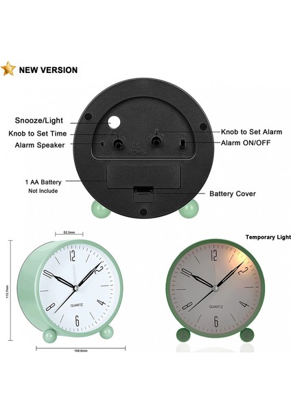 Çalar Saat Pille Çalışan, Çocuklar Için Sessiz Çalışmayan Masa Saatleri Öğrenci, Gece Lambası Fonksiyonlu Yatak Odası Saati, Basit Şık Tasarım ----- Siyah (Yurt Dışından) indirimleri
