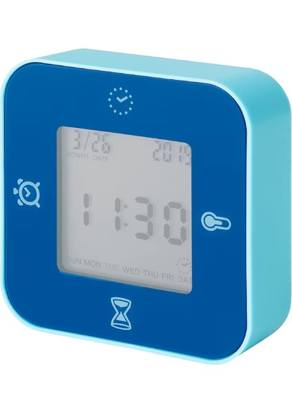 Saat/termometre/alarm/zamanlayıcı, 4 Fonksiyonlu Masa Saati (Mavi) (Yurt Dışından)