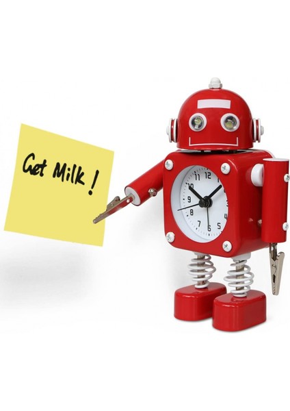 Geçmeyen Robot Çalar Saat Paslanmaz Metal - Yanıp Sönen Göz Işıkları ve El Klipsli Uyandırma Saati (Yakut Kırmızısı) (Yurt Dışından) fırsatları