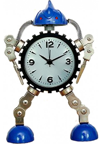 Dişli Robot Çalar Saat Paslanmaz Çelik Metal, Yanıp Sönen Göz Işığı ve El Klipsli Uyandırma Saati (Mavi) (Yurt Dışından) modelleri
