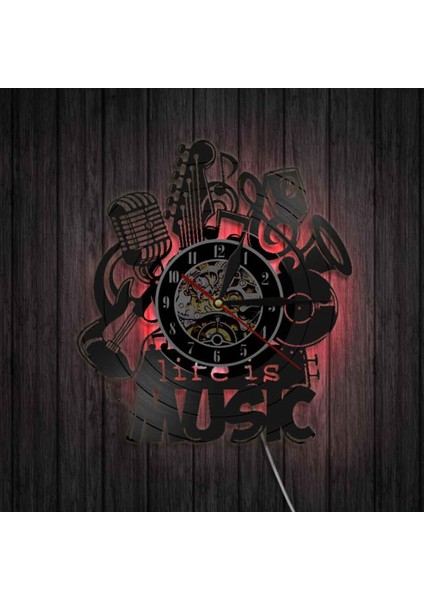 Müzik Vinil Kayıt Duvar Saati -Müzik LED Işık Duvar Saati -Vinil Saat -Oturma Odası Duvar Dekoru - Müzik Aşığı Için Eşsiz Hediyeler (Yurt Dışından)