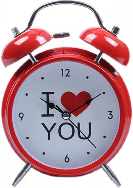 4 Inç Metal Çalar Saat Kırmızı I Kalp Şeklinde Size Çocuklar, Öğrenciler ve Yetişkinler Için Işıklı Sessiz Basit Küçük Alarm Saati Ev Ofis Saati (Yurt Dışından)