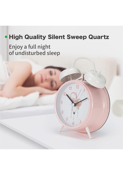 Inç, Kız Yatak Odası Çalar Saati, Sevimli Öğrenci Pembe Saati, Hafif, Kullanımı Kolay Yeniden Uyuyan Çocuk Çalar Saati, (Balon Işaretçi Plakası) (Yurt Dışından) fırsatları