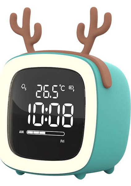 Dijital Çalar Saat, Mini Taşınabilir Karikatür Tavşan Kulak Şekli Şarj Edilebilir Dijital Ekran LED Gece Işığı Çalar Saat, Mavi (Yurt Dışından)