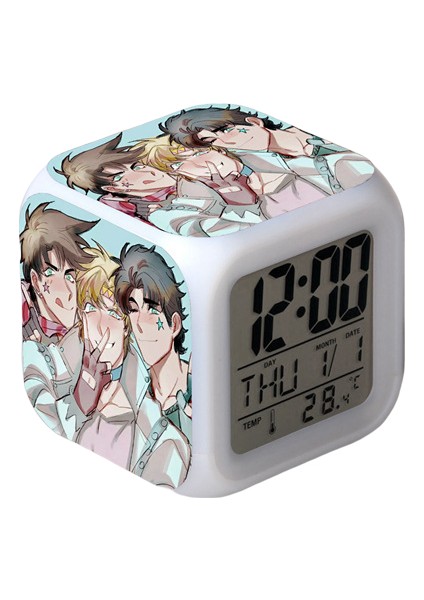 Wekity Anime Çalar Saat Tek Parça LED Kare Saat Zaman, Sıcaklık, Alarm, Tarih ile Dijital Çalar Saat (Yurt Dışından)