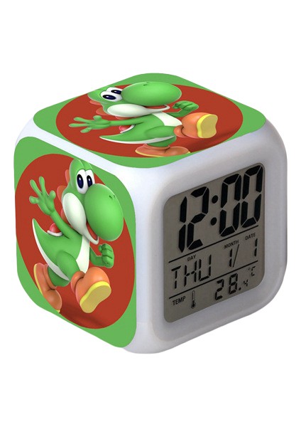 Wekity Süper Mario Renkli Çalar Saat LED Kare Saat Zaman, Sıcaklık, Alarm, Tarih ile Dijital Çalar Saat (Yurt Dışından)