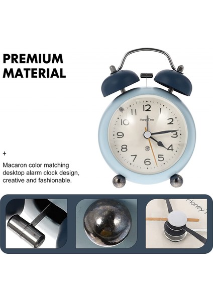 Sessiz Tik Yapmayan Çalar Saat Vintage Çalar Saat Çalar Saat Masa Üstü Çalar Saat Başucu Masaüstü Süs (Gök Mavisi) (Yurt Dışından) modelleri