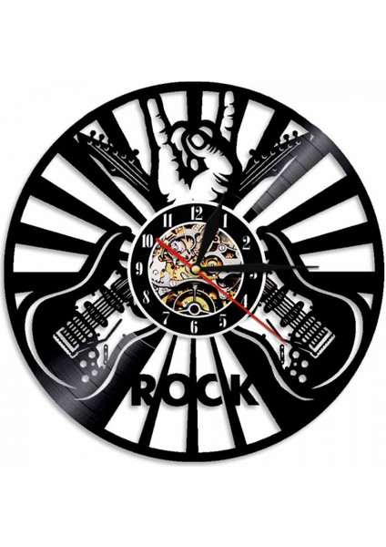 Müzik Vinil Plak Duvar Saati -Rock Gitar Vinil Duvar Saati - Vinil Saat - Oturma Odası Duvar Dekoru - Müzik Aşığı Için Eşsiz Hediyeler (Yurt Dışından)