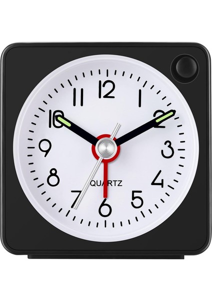 Seyahat Analog Çalar Saat, 2,25 Inç, Erteleme ve Işık Fonksiyonlu Ultra Küçük Saat, Süper Sessiz, Geçişsiz, Pille Çalışan, (Siyah) (Yurt Dışından)