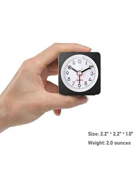 Seyahat Analog Çalar Saat, 2,25 Inç, Erteleme ve Işık Fonksiyonlu Ultra Küçük Saat, Süper Sessiz, Geçişsiz, Pille Çalışan, (Siyah) (Yurt Dışından) fiyatları