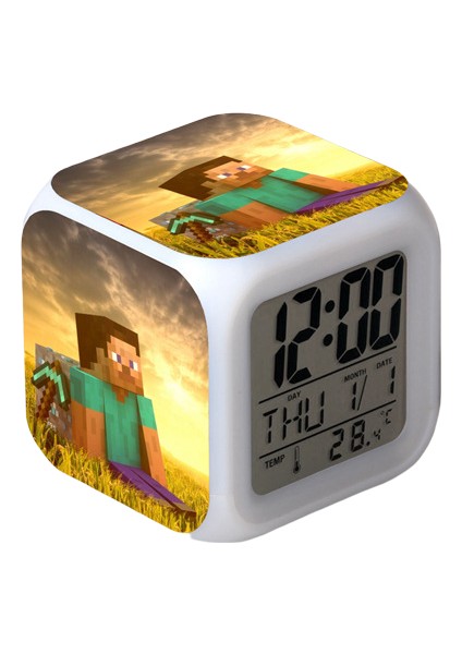 Wekity Anime Çalar Saat Tek Parça LED Kare Saat Zaman, Sıcaklık, Alarm, Tarih ile Dijital Çalar Saat (Yurt Dışından)