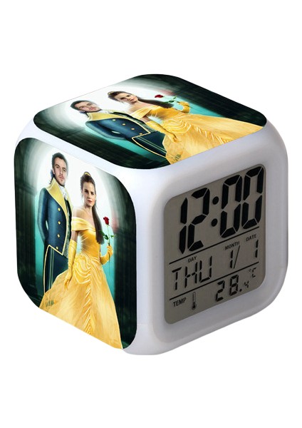 Wekity Güzel ve Çirkin Çalar Saat LED Kare Saat Zaman, Sıcaklık, Alarm, Tarih Özellikli Dijital Çalar Saat (Yurt Dışından)