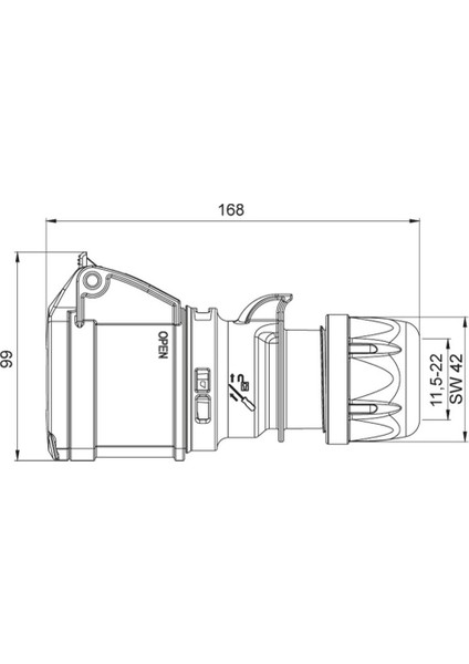Uzatma Prizi 32A 200/346V-240/415V 3p+N+Pe 6 H IP44 Hızlı Bağlantı