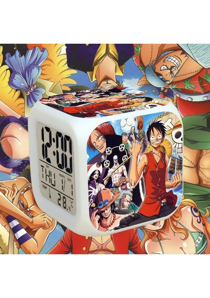 Anime Çalar Saat Tek Parça LED Kare Saat Zaman, Sıcaklık, Alarm, Tarih ile Dijital Çalar Saat (Yurt Dışından)