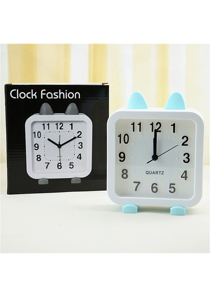 Kızlar Için Kedi Çalar Saat, Çocuklar Için Çizgi Film Alarmı ve Gençler Için Yüksek Sesli Zil ve Ağır Uyuyanlar Için Düğmeli Gece Lambası (Beyaz Kare) (Yurt Dışından)