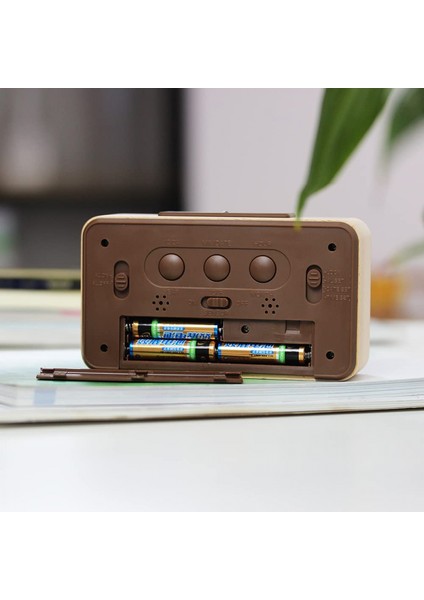 Pille Çalışan Ahşap Ledli Dijital Çalar Saat, Akıllı Sensör Ertelemeli Gece Lambası, Tarih, Sıcaklık, 12/24 Saat Değiştirilebilir, (Ahşap) (Yurt Dışından) modelleri