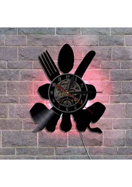 Müzik Vinil Kayıt Duvar Saati - Çatal Bıçak Takımı LED Işık Duvar Saati - Vinil Saat - Oturma Odası Duvar Dekoru - Müzik Aşığı Için Eşsiz Hediyeler (Yurt Dışından) modelleri