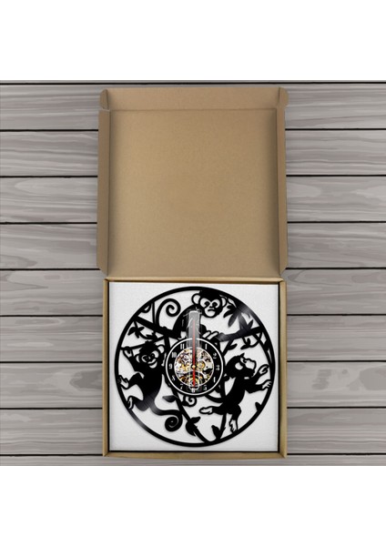 Müzik Vinil Kayıt Duvar Saati - Küçük Maymun Vinil Kayıtlar Duvar Saati - Vinil Saat - Oturma Odası Duvar Dekoru - Müzik Aşığı Için Eşsiz Hediyeler (Yurt Dışından)