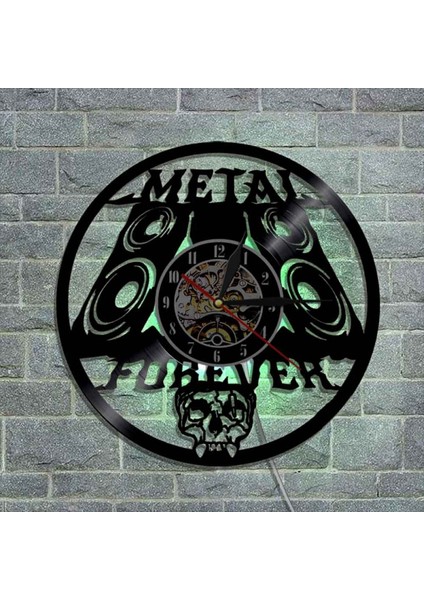 Müzik Vinil Kayıt Duvar Saati -Retro Kafatası Hoparlör LED Işık Duvar Saati -Vinil Saat -Oturma Odası Duvar Dekoru - Müzik Aşığı Için Eşsiz Hediyeler (Yurt Dışından)