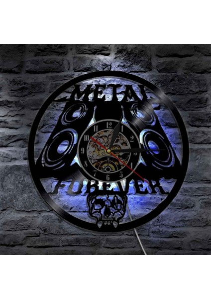 Müzik Vinil Kayıt Duvar Saati -Retro Kafatası Hoparlör LED Işık Duvar Saati -Vinil Saat -Oturma Odası Duvar Dekoru - Müzik Aşığı Için Eşsiz Hediyeler (Yurt Dışından)