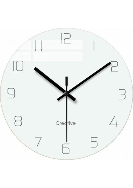 Duvar Saati, Ev Dekoratif Sessiz Geçmeyen Kuvars Pille Çalışan Modern Cam Saat Yatak Odası/oturma Odası/ofis/okul 12 Inç - Beyaz (Yurt Dışından)