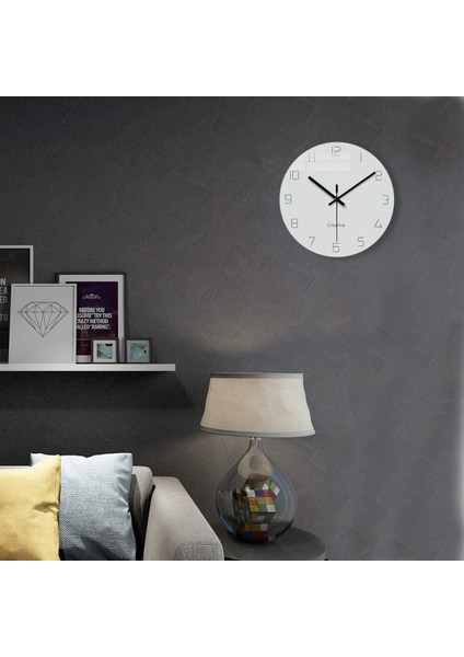 Duvar Saati, Ev Dekoratif Sessiz Geçmeyen Kuvars Pille Çalışan Modern Cam Saat Yatak Odası/oturma Odası/ofis/okul 12 Inç - Beyaz (Yurt Dışından) fiyatları