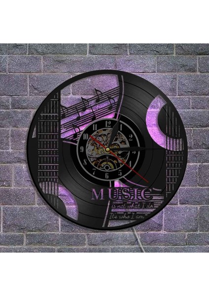 Müzik Vinil Kayıt Duvar Saati - Müzik Aleti Notaları LED Işık Duvar Saati - Vinil Saat - Oturma Odası Duvar Dekoru - Müzik Severler Için Eşsiz Hediyeler (Yurt Dışından)
