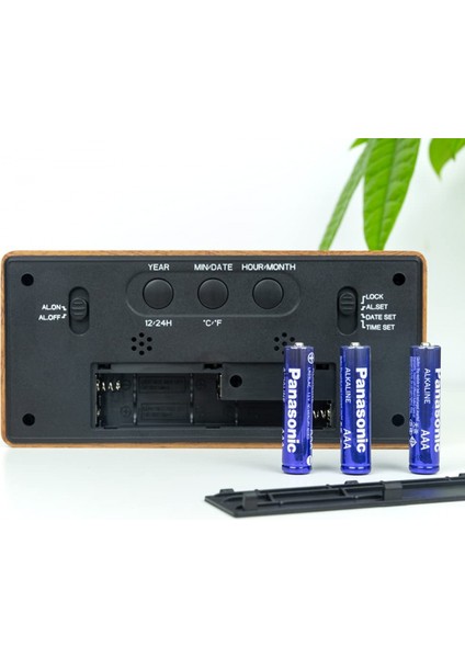 Ahşap Pille Çalışan Gece Lambası, Erteleme, Takvim, Sıcaklık ve Nem Ayarlı Dijital Çalar Saat, 12/24 Saat Değiştirilebilir (Bambu) (Yurt Dışından) modelleri