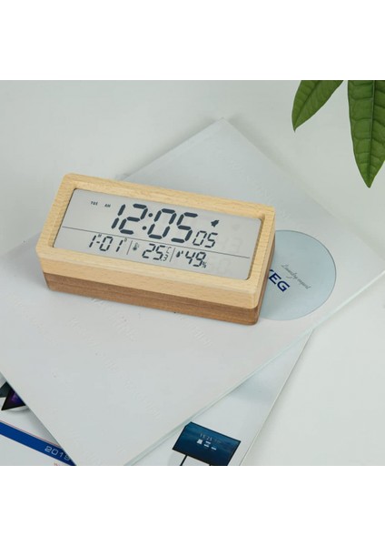 Ahşap Pille Çalışan Gece Lambası, Erteleme, Takvim, Sıcaklık ve Nem Ayarlı Dijital Çalar Saat, 12/24 Saat Değiştirilebilir (Bambu) (Yurt Dışından) fırsatları