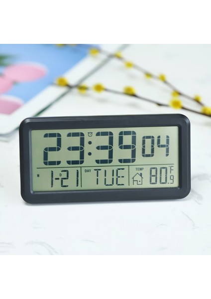 Dijital Masaüstü Saati, Yatak Odası Ev Dekorasyonu Için Elektronik Dijital Çalar Saatler, Zaman/takvim/ısı Göstergeli LCD Ekran, (Siyah) (Yurt Dışından)